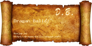 Dragan Balló névjegykártya